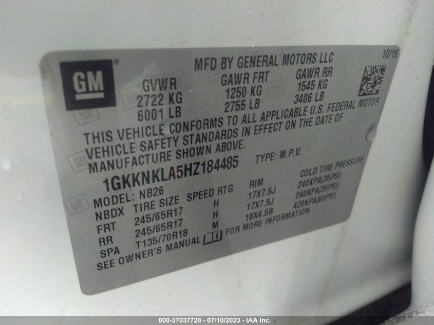 2017 GMC ACADIA SLE - 1GKKNKLA5HZ184485