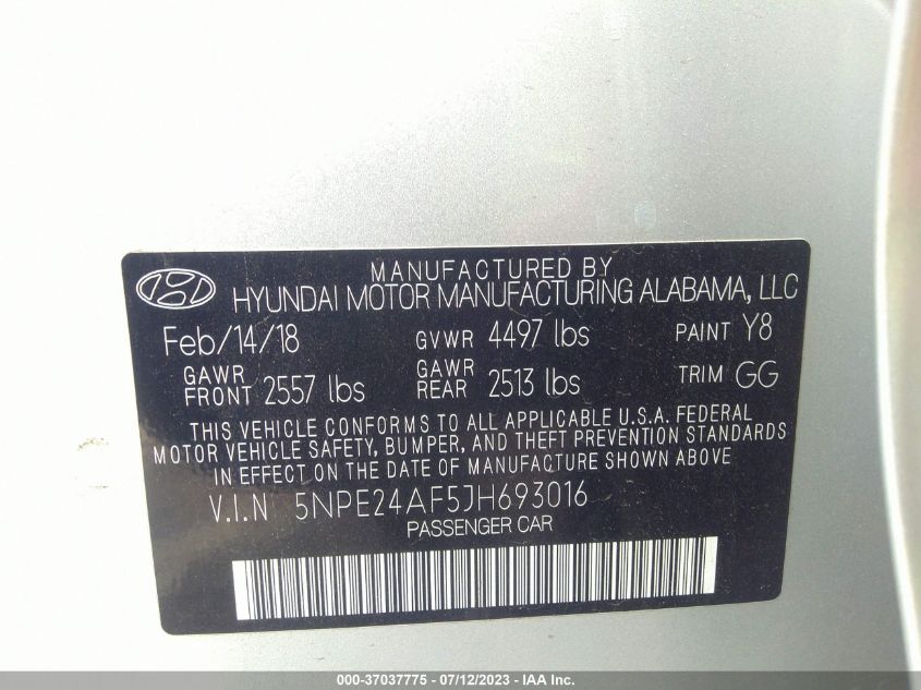 2018 HYUNDAI SONATA SE - 5NPE24AF5JH693016