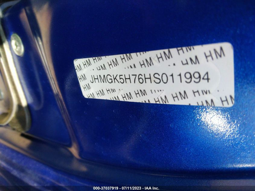 2017 HONDA FIT EX - JHMGK5H76HS011994