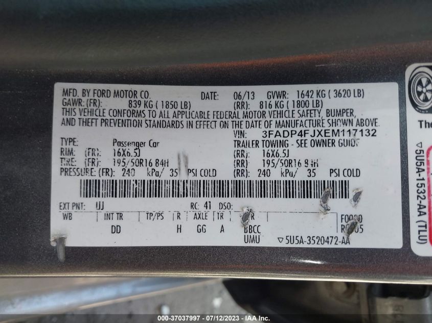 2014 FORD FIESTA TITANIUM - 3FADP4FJXEM117132