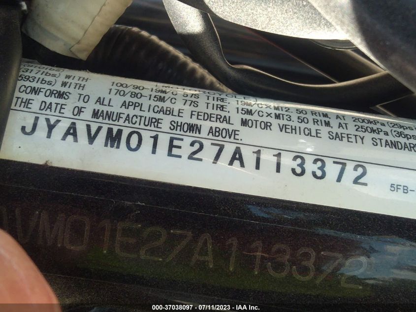 2007 YAMAHA XVS650 JYAVM01E27A113372
