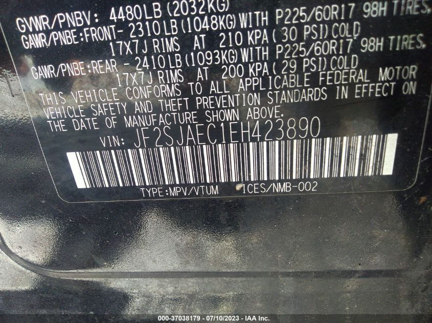 2014 SUBARU FORESTER 2.5I PREMIUM - JF2SJAEC1EH423890