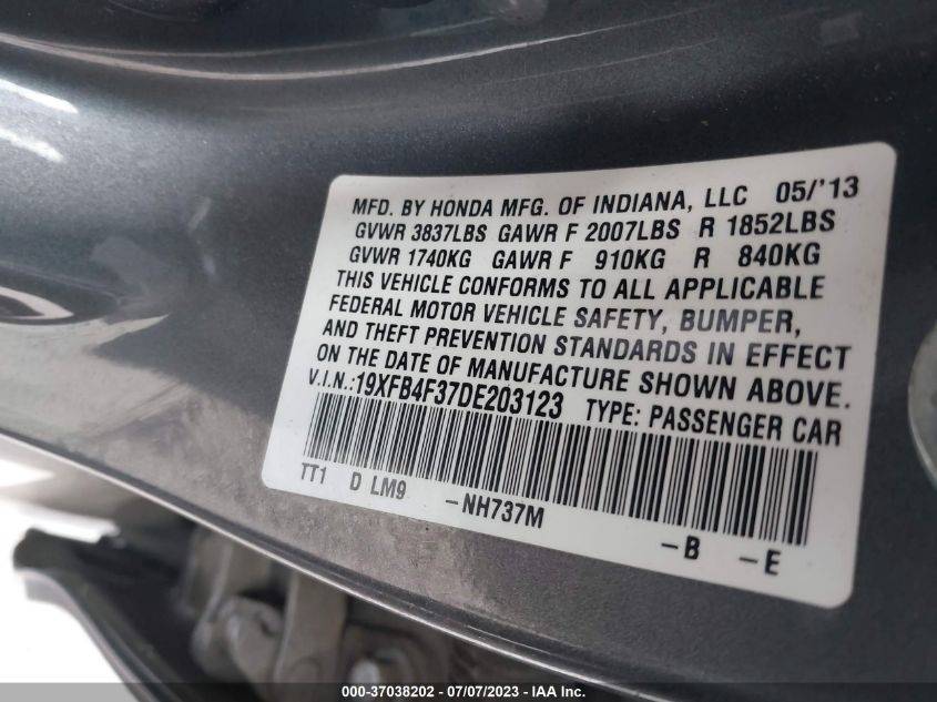 2013 HONDA CIVIC HYBRID - 19XFB4F37DE203123