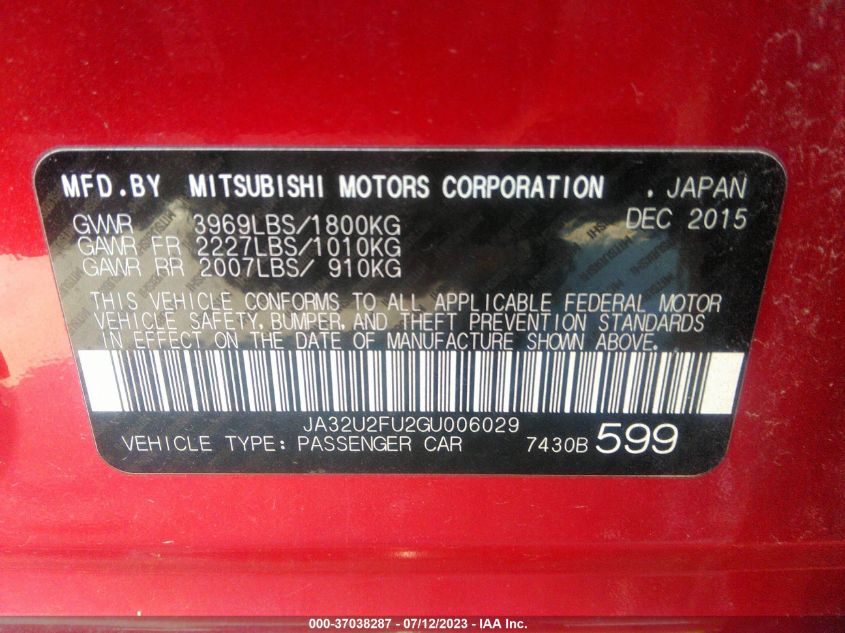 2016 MITSUBISHI LANCER ES - JA32U2FU2GU006029