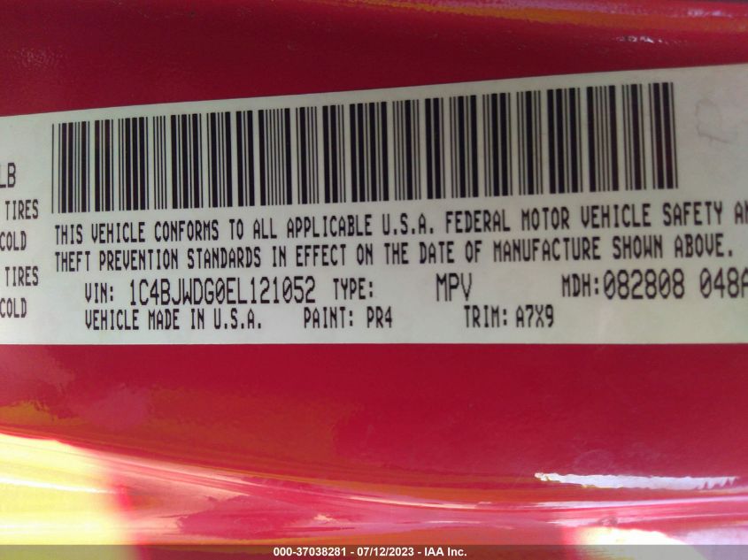 2014 JEEP WRANGLER UNLIMITED SPORT - 1C4BJWDG0EL121052