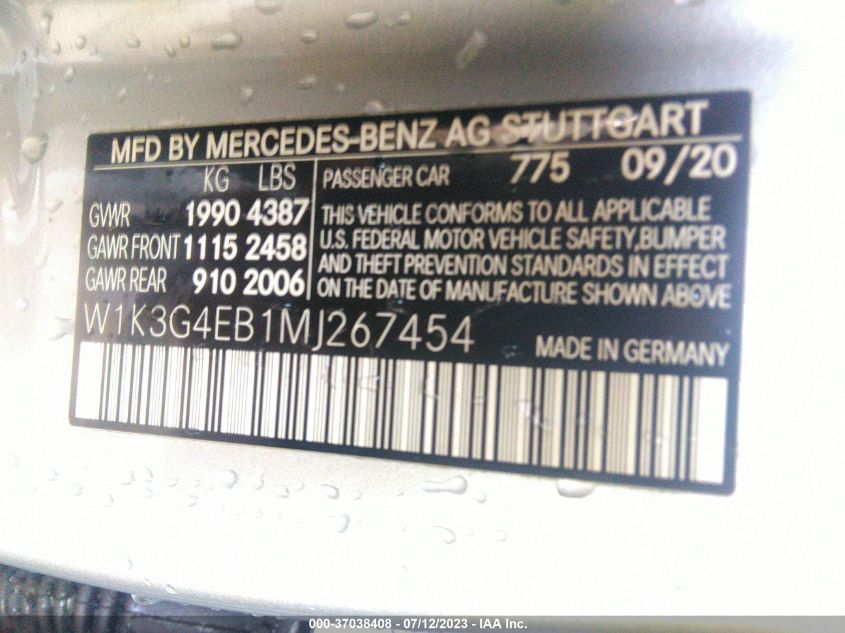 2021 MERCEDES-BENZ A-CLASS A 220 W1K3G4EB1MJ267454