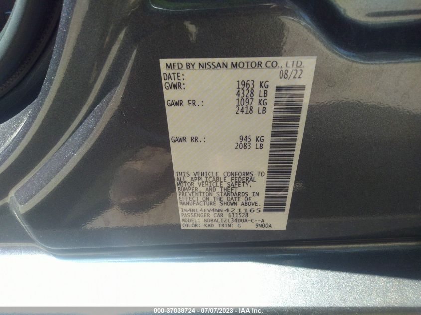 2022 NISSAN ALTIMA 2.5 SL - 1N4BL4EV4NN421165