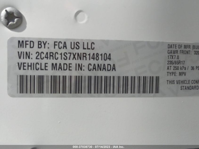 2022 CHRYSLER PACIFICA HYBRID LIMITED - 2C4RC1S7XNR148104