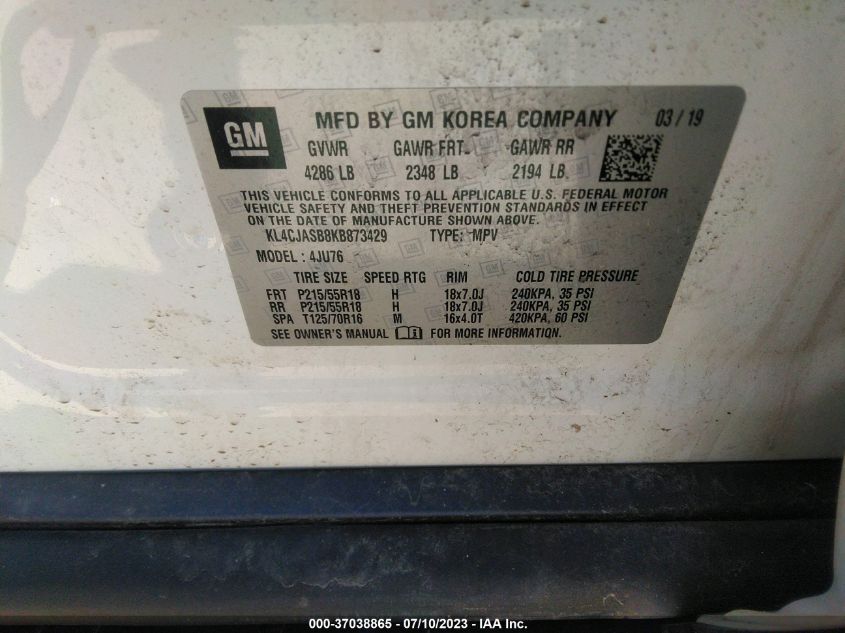 2019 BUICK ENCORE PREFERRED - KL4CJASB8KB873429