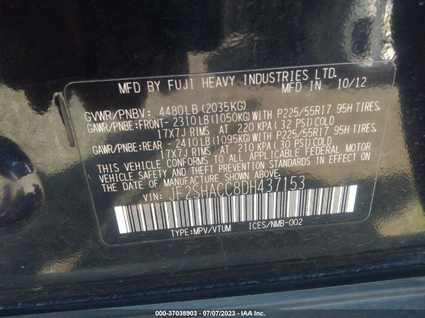2013 SUBARU FORESTER 2.5X PREMIUM - JF2SHACC8DH437153