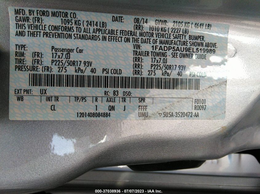 2014 FORD C-MAX HYBRID SE - 1FADP5AU9EL519989