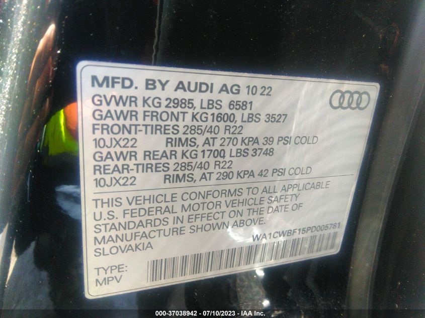 2023 AUDI SQ8 PRESTIGE - WA1CWBF15PD005781