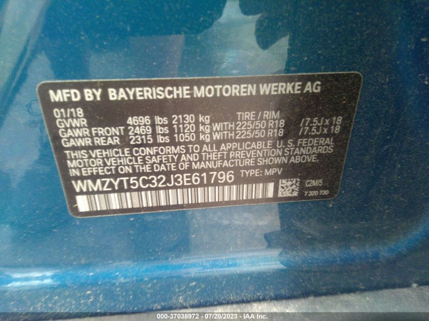 2018 MINI COUNTRYMAN COOPER S WMZYT5C32J3E61796