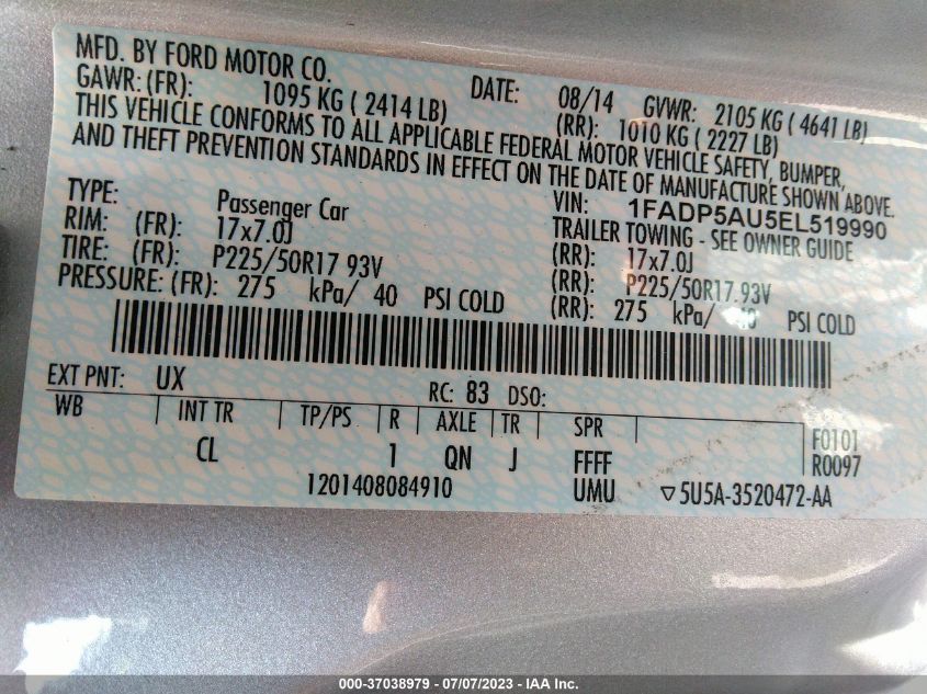 2014 FORD C-MAX HYBRID SE - 1FADP5AU5EL519990