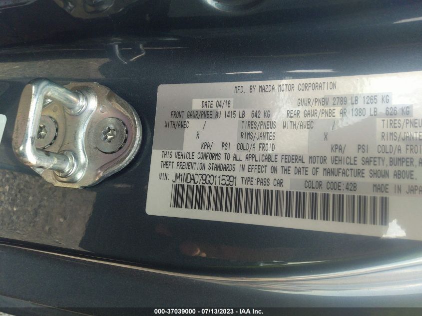 2016 MAZDA MX-5 MIATA GRAND TOURING - JM1NDAD79G0115391