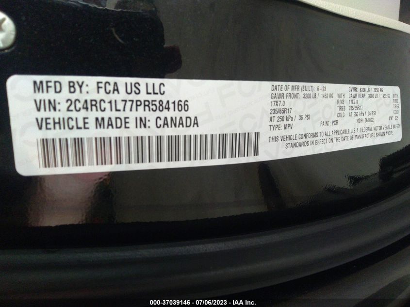 2023 CHRYSLER PACIFICA HYBRID TOURING L - 2C4RC1L77PR584166