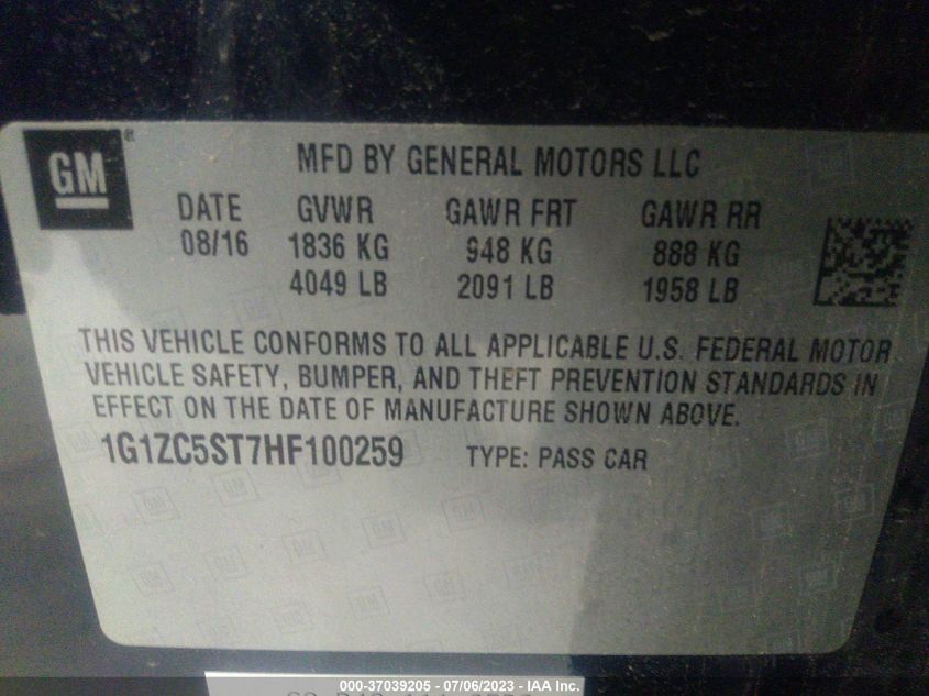 2017 CHEVROLET MALIBU LS - 1G1ZC5ST7HF100259