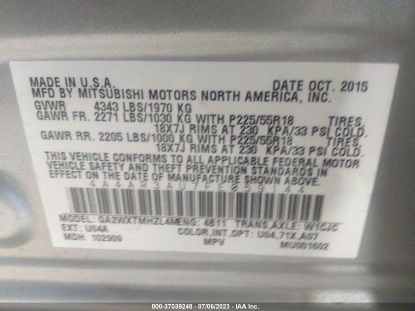 2015 MITSUBISHI OUTLANDER SPORT ES - 4A4AR3AU7FE059144