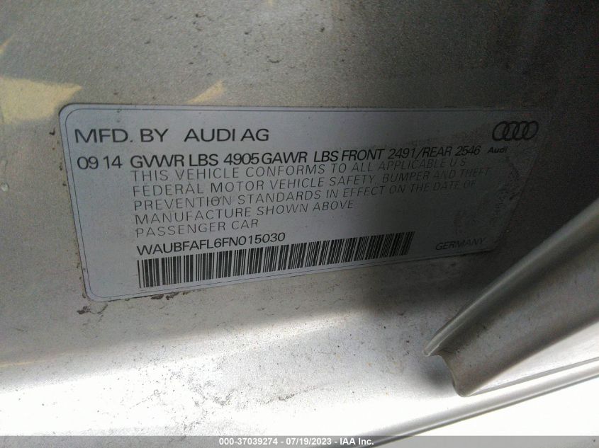2015 AUDI A4 PREMIUM - WAUBFAFL6FN015030