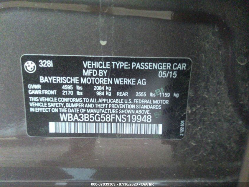 2015 BMW 3 SERIES 328I XDRIVE - WBA3B5G58FNS19948