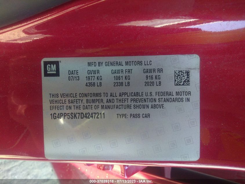 2013 BUICK VERANO - 1G4PP5SK7D4247211