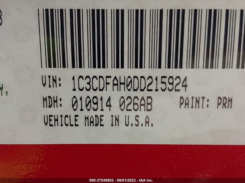 2013 DODGE DART AERO - 1C3CDFAH0DD215924