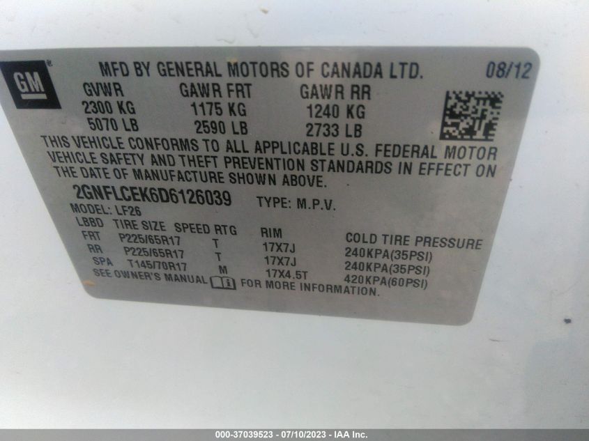 2013 CHEVROLET EQUINOX LS - 2GNFLCEK6D6126039