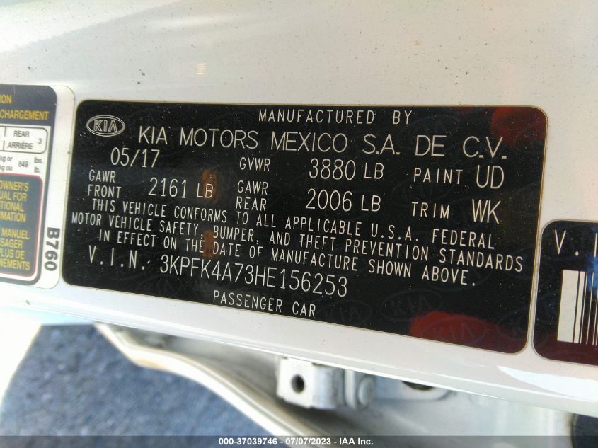 2017 KIA FORTE LX - 3KPFK4A73HE156253