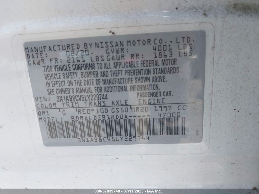 2020 NISSAN SENTRA SV - 3N1AB8CV5LY229744