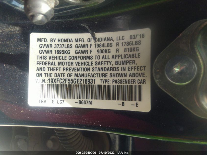 2016 HONDA CIVIC SEDAN LX - 19XFC2F55GE216931