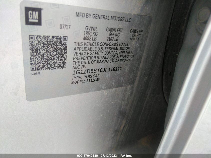 2018 CHEVROLET MALIBU LT - 1G1ZD5ST6JF118111