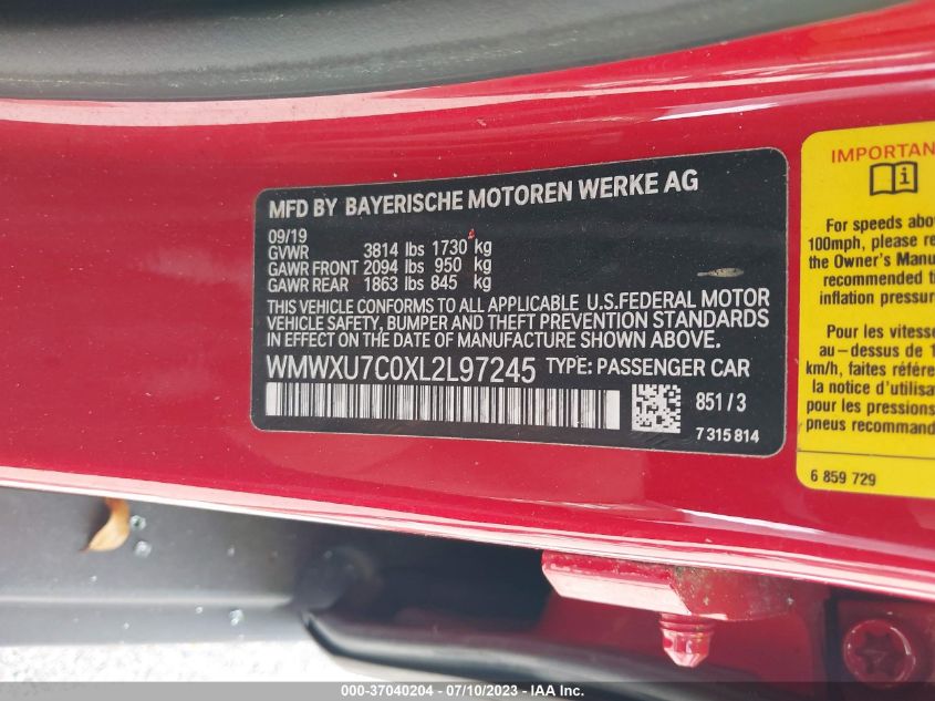 2020 MINI HARDTOP 4 DOOR COOPER - WMWXU7C0XL2L97245