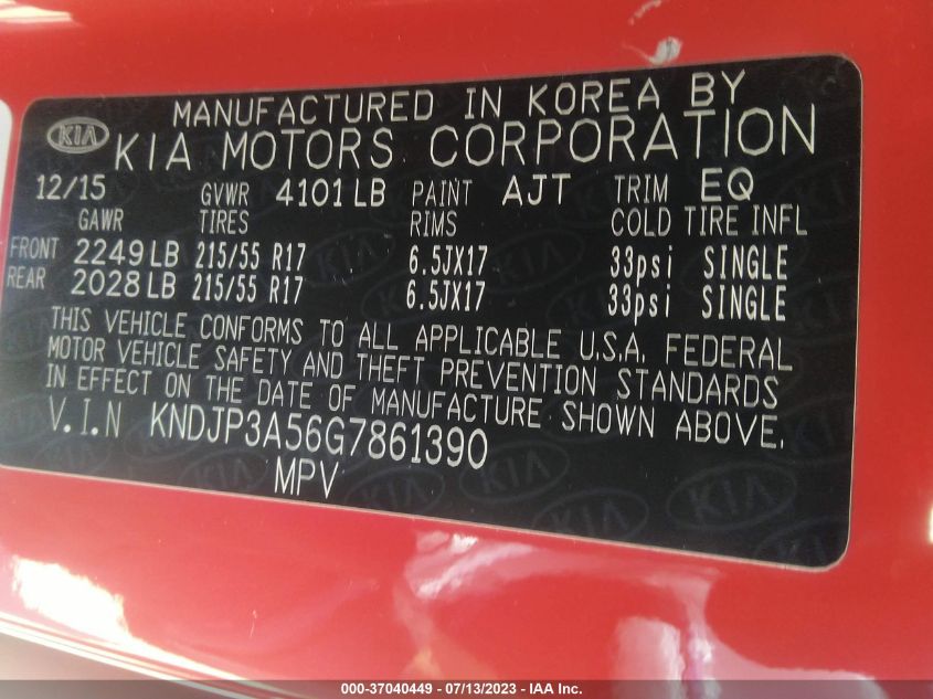 2016 KIA SOUL + - KNDJP3A56G7861390