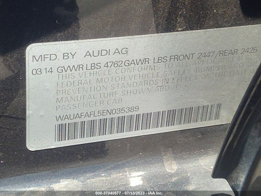 2014 AUDI A4 PREMIUM - WAUAFAFL5EN035389