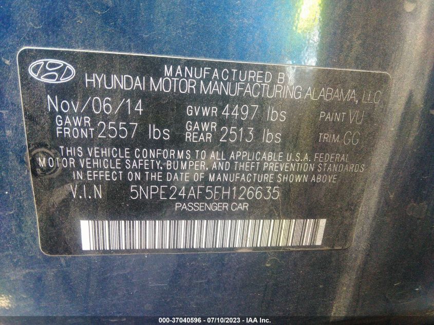 2015 HYUNDAI SONATA SE - 5NPE24AF5FH126635