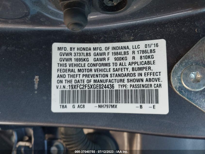 2016 HONDA CIVIC SEDAN LX - 19XFC2F5XGE024436