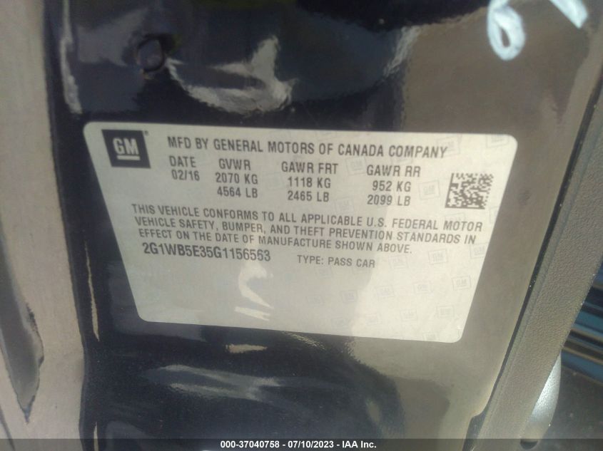 2016 CHEVROLET IMPALA LIMITED LT - 2G1WB5E35G1156563