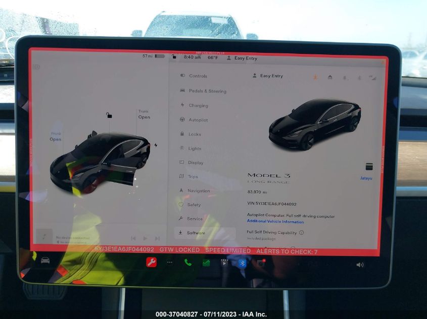 2018 TESLA MODEL 3 RANGE BATTERY - 5YJ3E1EA6JF044092