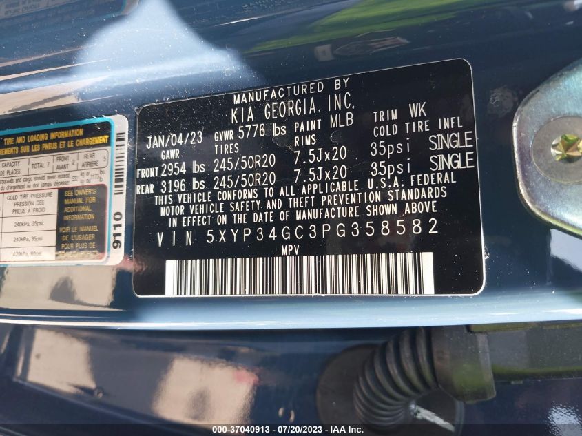 2023 KIA TELLURIDE EX - 5XYP34GC3PG358582