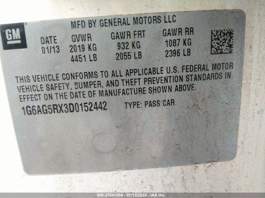 2013 CADILLAC ATS - 1G6AG5RX3D0152442