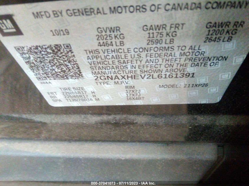 2020 CHEVROLET EQUINOX LS - 2GNAXHEV2L6161391