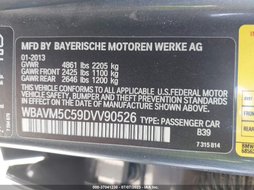 2013 BMW X1 XDRIVE35I - WBAVM5C59DVV90526