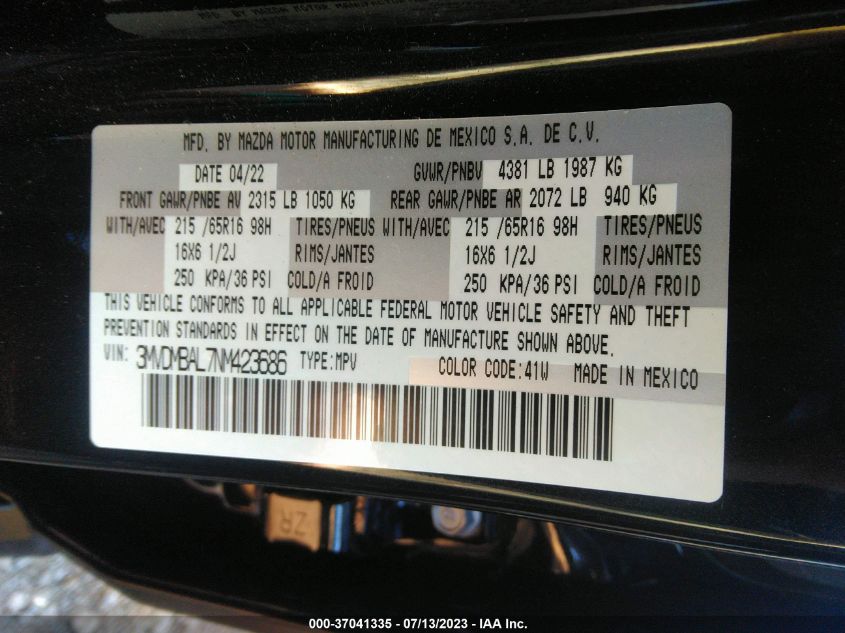 2022 MAZDA CX-30 2.5 S - 3MVDMBAL7NM423686