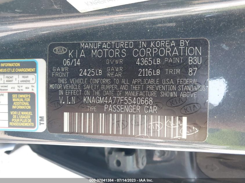 2015 KIA OPTIMA LX - KNAGM4A77F5540668