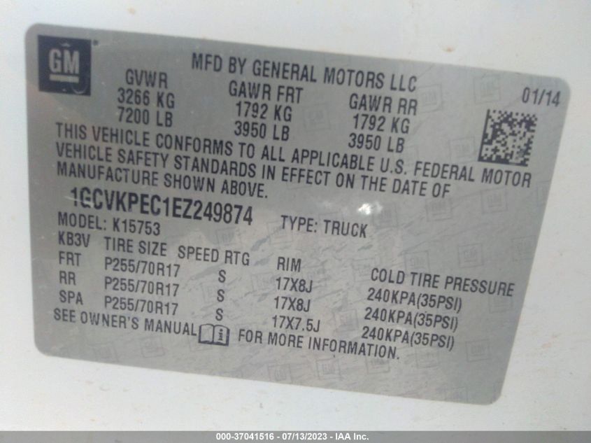 2014 CHEVROLET SILVERADO 1500 WORK TRUCK - 1GCVKPEC1EZ249874
