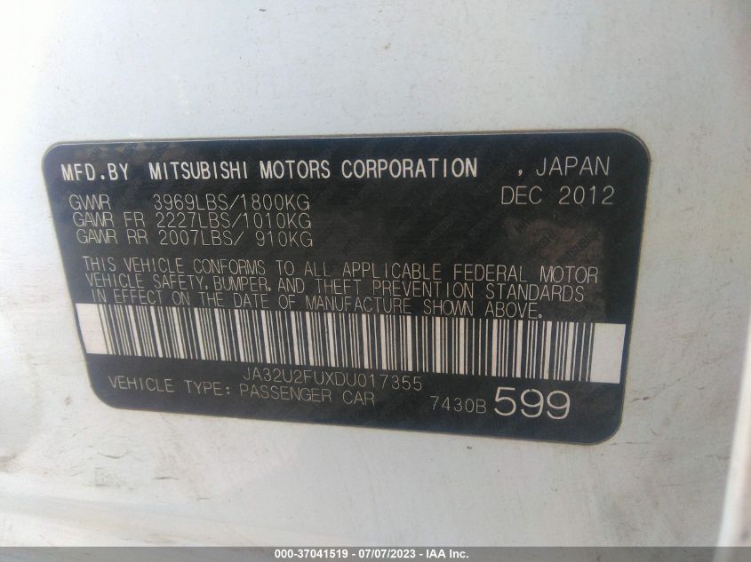 2013 MITSUBISHI LANCER ES - JA32U2FUXDU017355
