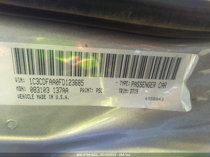 2015 DODGE DART SE - 1C3CDFAA0FD123685