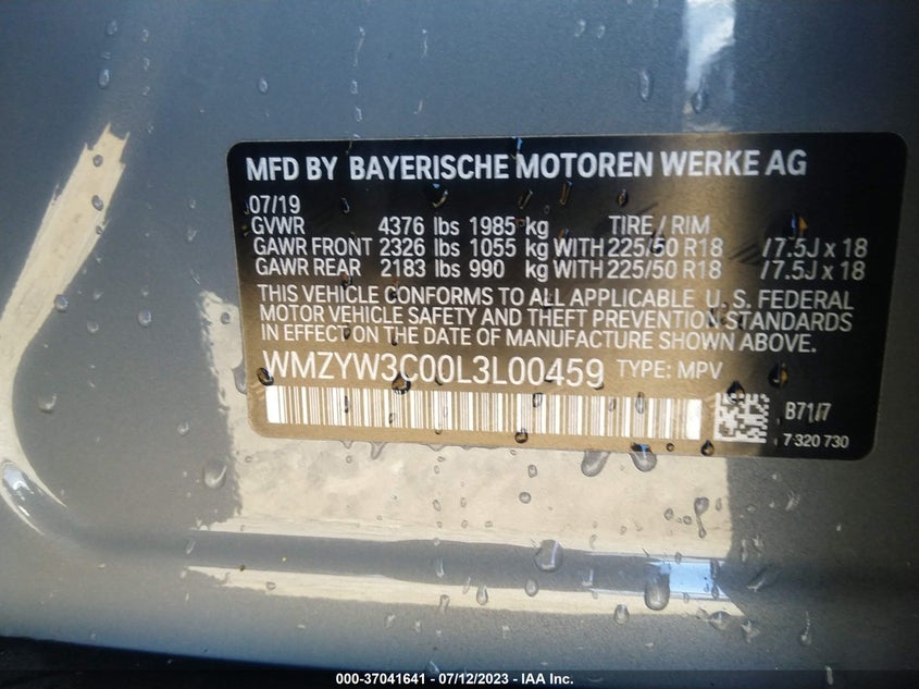 VIN WMZYW3C00L3L00459 2020 MINI COUNTRYMAN COOPER