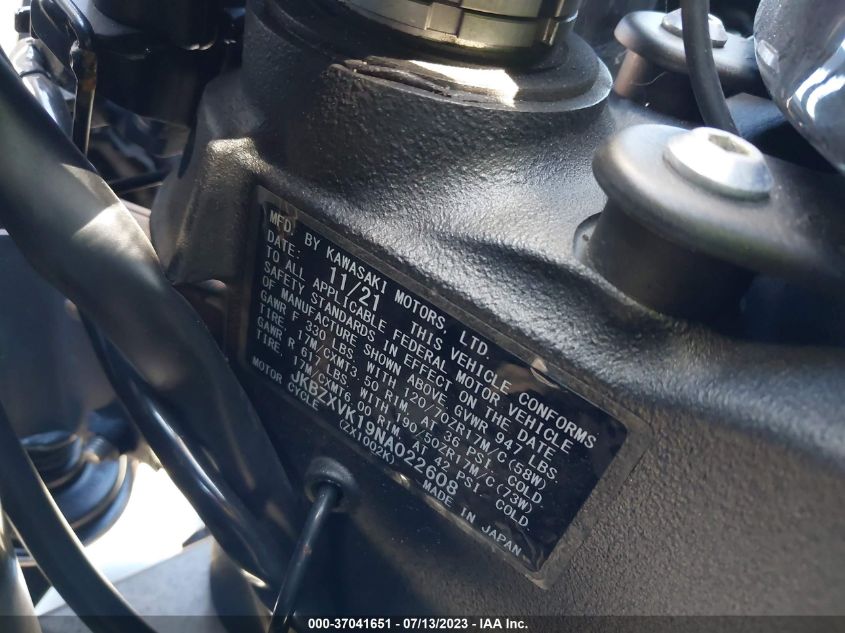 2022 KAWASAKI ZX1002 K - JKBZXVK19NA022608