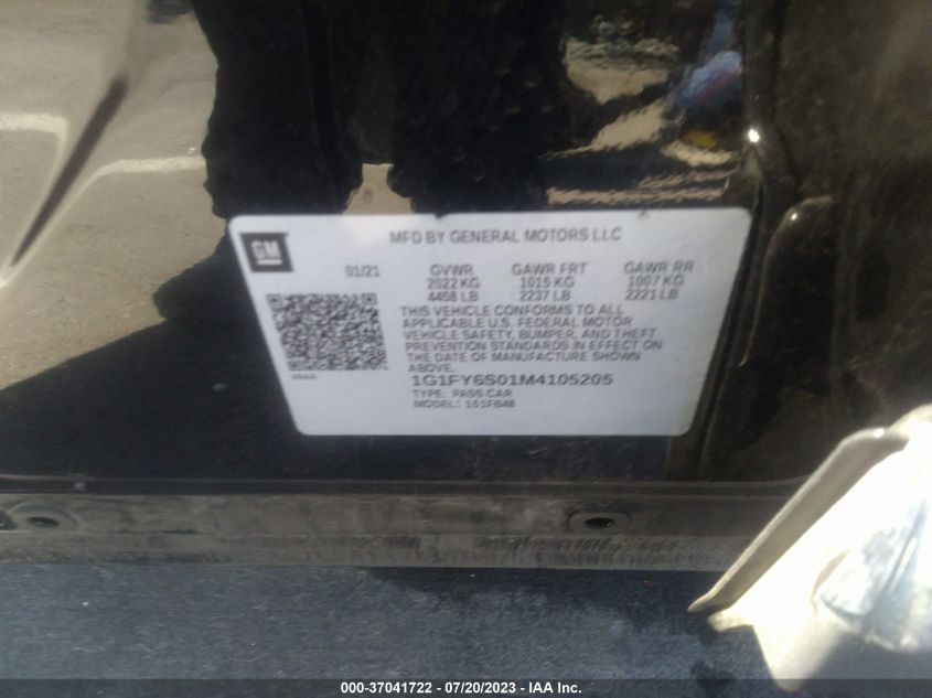 2021 CHEVROLET BOLT EV LT - 1G1FY6S01M4105205